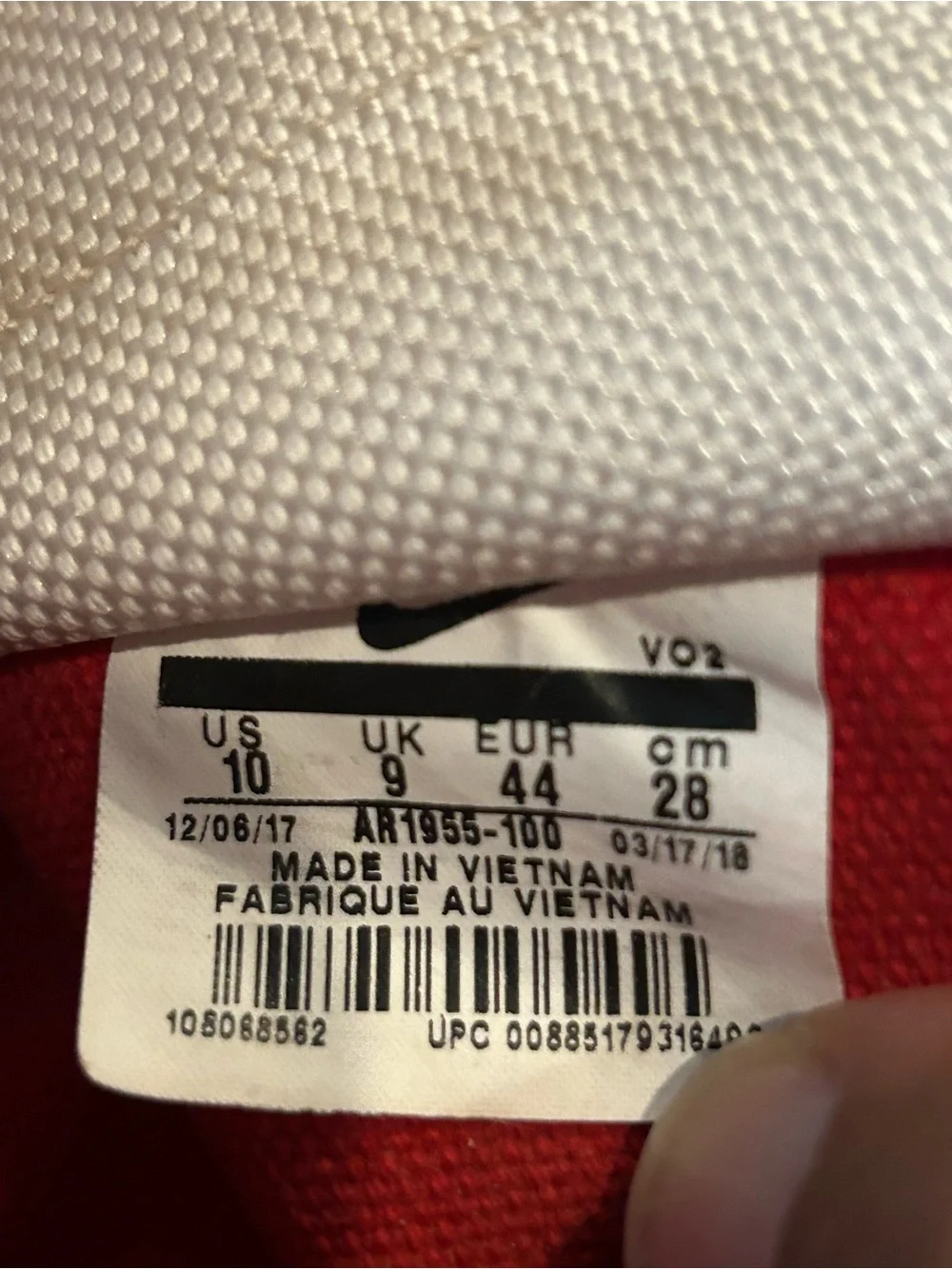 Nike SF Air Force 1 High White University Red AR1955-100